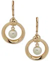 Anne Klein Gold-tone Imitation Pearl Knot Orbital Drop Earrings In Pearl