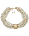 Anne Klein Gold-tone Imitation Pearl Multi Strand Statement Necklace, 16" + 3" Extender In Pearl