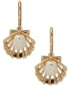Anne Klein Gold-tone Imitation Pearl Shell-motif Drop Earrings