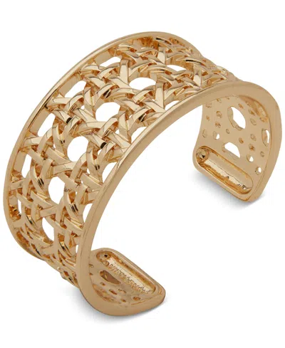Anne Klein Gold-tone Lattice Textured Cuff Bracelet