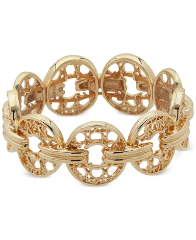 Anne Klein Gold-tone Lattice Woven Ring Stretch Bracelet