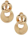 Anne Klein Gold-tone Linked Ribbed Drop Earrings In Gold