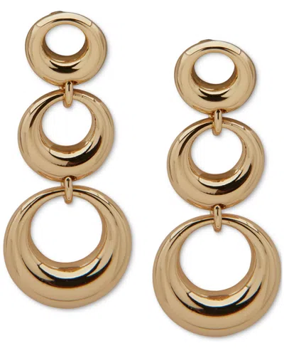 Anne Klein Gold-tone Linked Ring Linear Earrings