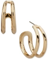 ANNE KLEIN GOLD-TONE MEDIUM DOUBLE-ROW C-HOOP EARRINGS, 1.2"