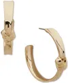 Anne Klein Gold-tone Medium Knotted C-hoop Earrings, 1" In Gold