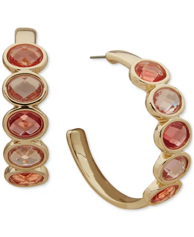 Anne Klein Gold-tone Medium Stone C-hoop Earrings, 1.3"
