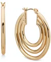 Anne Klein Gold-tone Medium Triple-row Hoop Earrings, 1.2" In Gold