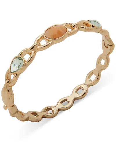 Anne Klein Gold-tone Mixed Color Stone Bangle Bracelet