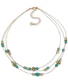 Anne Klein Gold-tone Mixed Stone & Bead Station Layered Necklace, 16" + 3" Extender