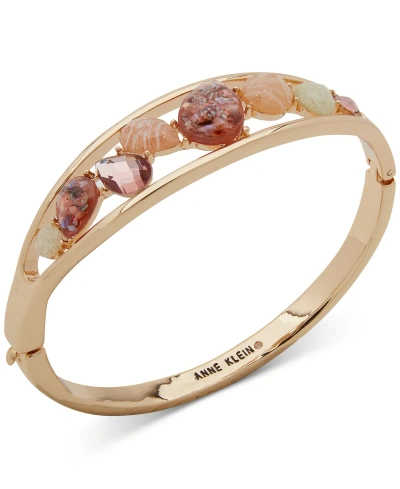 Anne Klein Gold-tone Mixed Stone Bangle Bracelet In Multi