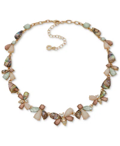 Anne Klein Gold-tone Mixed Stone Bee Motif Collar Necklace, 16" + 3" Extender In Multi