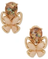 ANNE KLEIN GOLD-TONE MIXED STONE BUTTERFLY CLIP-ON DROP EARRINGS