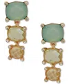 Anne Klein Gold-tone Mixed Stone Clip-on Drop Earrings In Multi