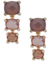 Anne Klein Gold-tone Mixed Stone Clip-on Drop Earrings In Purple