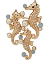 Anne Klein Gold-tone Mixed Stone Seahorse Pin