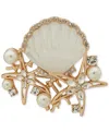 Anne Klein Gold-tone Mixed Stone Under The Sea Shell Pin