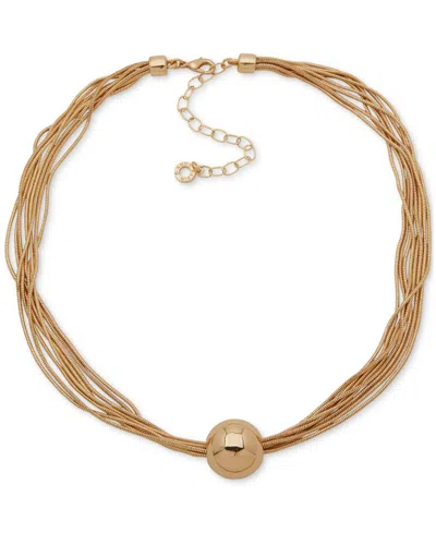 Anne Klein Gold-tone Multirow Dome Magnetic Closure Statement Bracelet