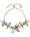 Anne Klein Gold-tone Multi-stone Flower Slider Bracelet In Multi