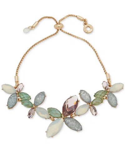 Anne Klein Gold-tone Multi-stone Flower Slider Bracelet