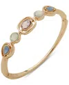 Anne Klein Gold-tone Multi-stone Hinge Bangle Bracelet In Multi