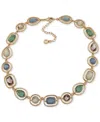Anne Klein Gold-tone Multi-stone Multifaceted Collar Necklace, 16" + 3" Extender In Multi