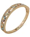 Anne Klein Gold-tone Multi-stone Navette Hinge Bangle Bracelet In Multi