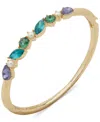 Anne Klein Gold-tone Multicolor Stone & Imitation Pearl Bangle Bracelet In Multi