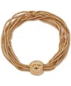 Anne Klein Gold-tone Multirow Dome Magnetic Closure Statement Bracelet In Gold