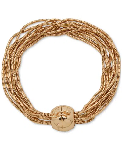 Anne Klein Gold-tone Multirow Dome Magnetic Closure Statement Bracelet
