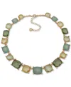 Anne Klein Gold-tone Multistone Mixed Cut Collar Necklace, 16" + 3" Extender In Multi