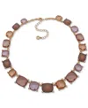 Anne Klein Gold-tone Multistone Mixed Cut Collar Necklace, 16" + 3" Extender In Purple