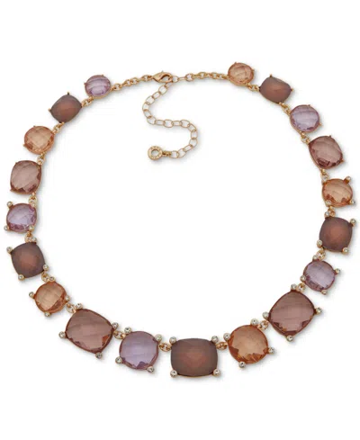 Anne Klein Gold-tone Multistone Mixed Cut Collar Necklace, 16" + 3" Extender