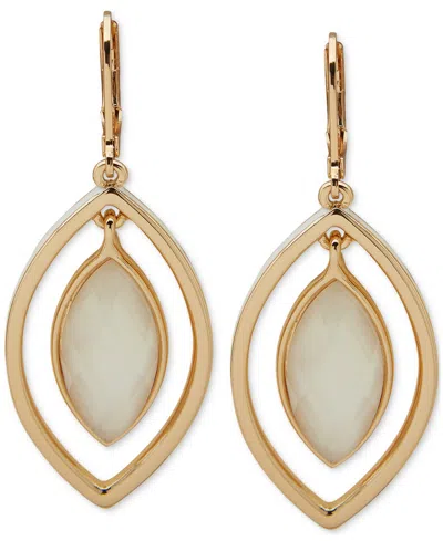 Anne Klein Gold-tone Navette Stone Orbital Drop Earrings