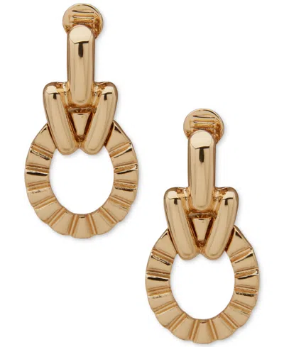 Anne Klein Gold-tone Open Drop Comfort Clip Earrings