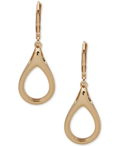 Anne Klein Gold-tone Open Orbital Teardrop Design Drop Earrings In Multi