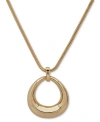 ANNE KLEIN GOLD-TONE OPEN OVAL PENDANT NECKLACE, 16" + 3" EXTENDER