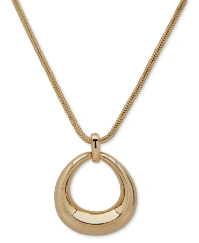 Anne Klein Gold-tone Open Oval Pendant Necklace, 16" + 3" Extender