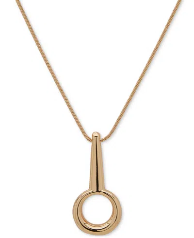 Anne Klein Gold-tone Oval Linear Pendant Necklace, 32" + 3" Extender