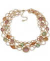 Anne Klein Gold-tone Oval Link & Stone Layered Collar Necklace, 16" + 3" Extender
