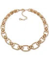 Anne Klein Gold-tone Oval Linked Chain Collar Necklace In Gold