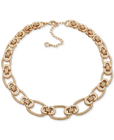 Anne Klein Gold-tone Oval Linked Chain Collar Necklace