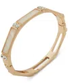 ANNE KLEIN GOLD-TONE PAVE & MOTHER-OF-PEARL BANGLE BRACELET
