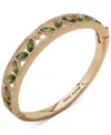 Anne Klein Gold-tone Pave & Stone Openwork Bangle Bracelet In Green