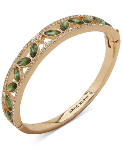 Anne Klein Gold-tone Pave & Stone Openwork Bangle Bracelet