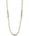 Anne Klein Gold-tone Pave Rondell Bead & Imitation Pearl 42" Strand Necklace In Pearl