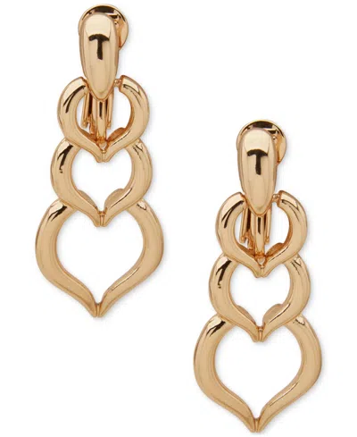 Anne Klein Gold-tone Pear Stationed Clip-on Linear Drop Earrings