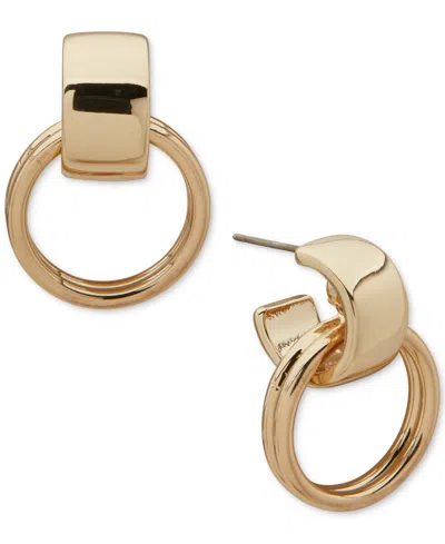Anne Klein Gold-tone Pierced Post Doorknocker Drop Earrings