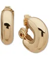 Anne Klein Gold-tone Puffy C Hoop Clip On Earrings In Gold