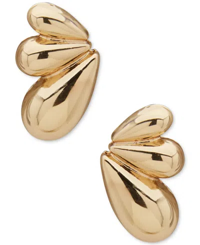 Anne Klein Gold-tone Puffy Fan Button Earrings In Multi