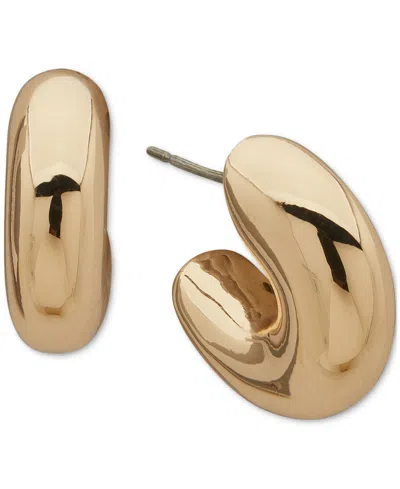 Anne Klein Gold-tone Puffy Huggie Small C Hoop Earrings, 0.83"